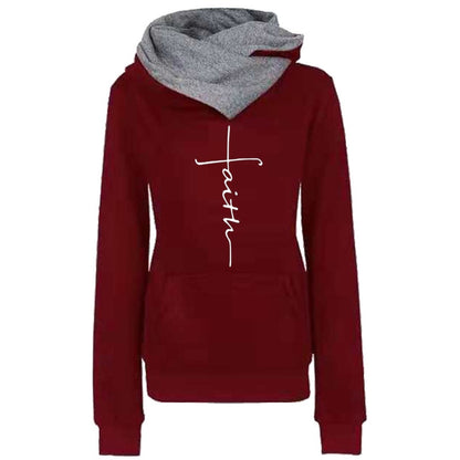 Autumn Winter Hoodies Sweatshirts Faith Embroidered Sweatshirt Long Sleeve Pullovers Casual Warm Hooded Top The Clothing Company Sydney