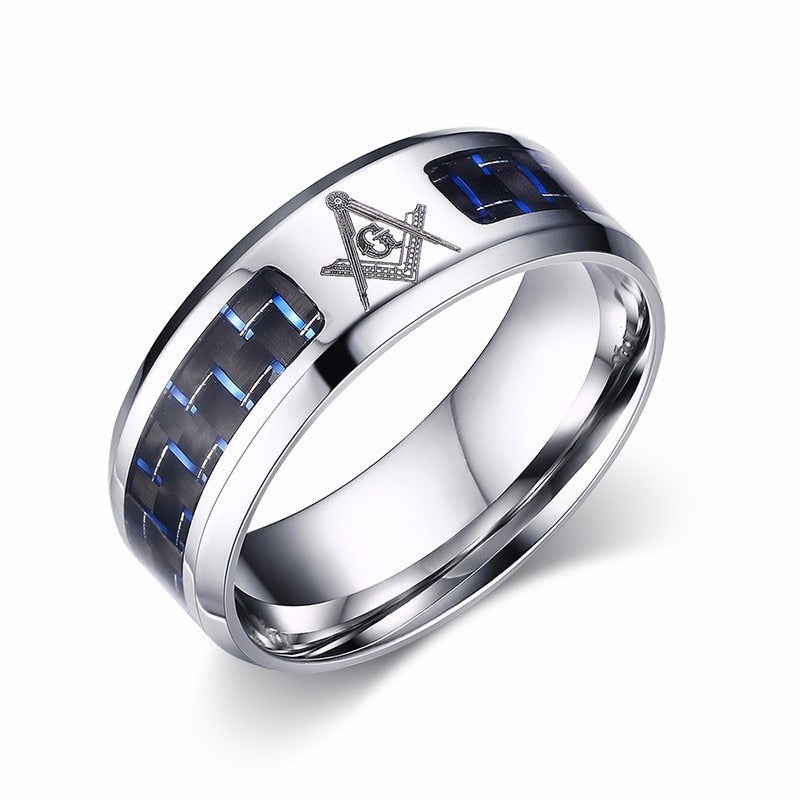 Customize Logo 8mm Men's Ring Carbon Fiber Wedding Band Personalized Simple Icon Image Gift to Husband Dad The Clothing Company Sydney