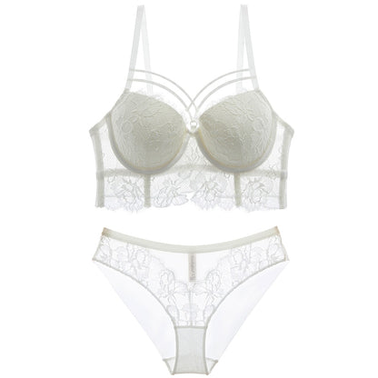 2 Piece Underwear Set Green Bras Cotton Brassiere Lingerie Set Lace Embroidery Push Up Bra Panties Sets Deep V Gather Bra and Brief The Clothing Company Sydney