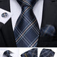 Classic 100% Silk Men's Ties 8cm Blue Plaid Dot Striped Business Necktie Handkerchief Wedding Party Tie Set The Clothing Company Sydney