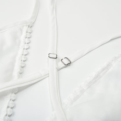 Summer Sundress White Floral Embroidery Mesh Lace Sexy Backless Beach Dress The Clothing Company Sydney