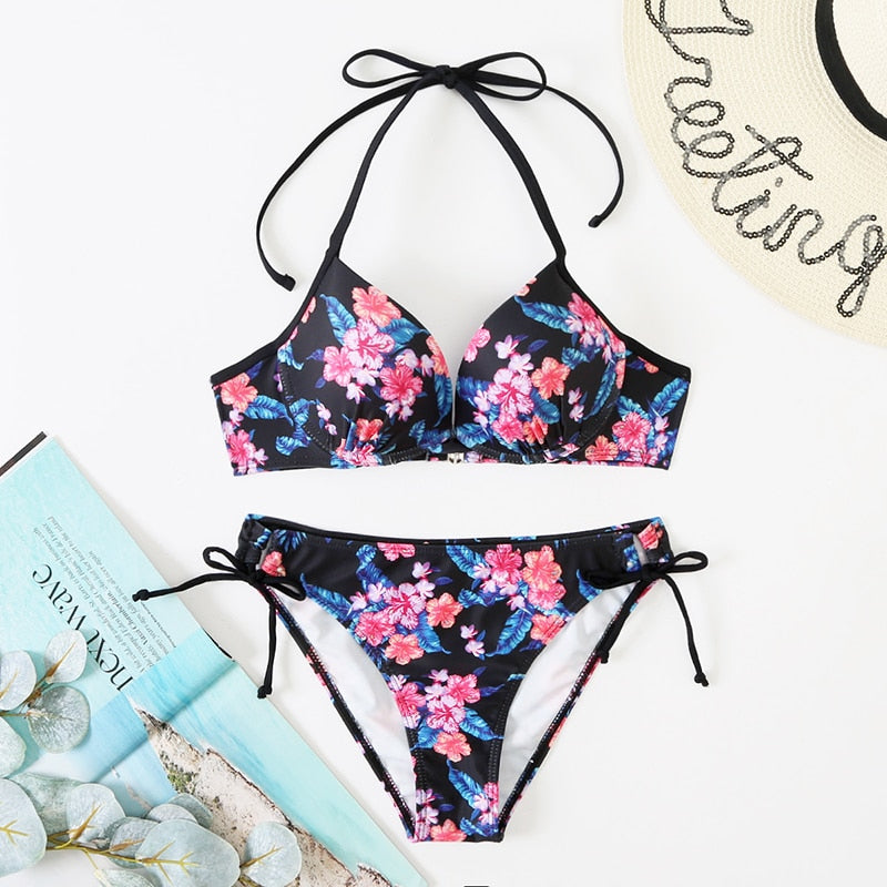2 Piece Bikini Push Up Swimwear Print Floral Bikinis Set Swimsuit Bathing Suit Two Piece Summer Beach Wear The Clothing Company Sydney