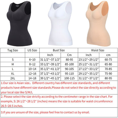 Padded Shaperwear Compression Camisole Body Shaper Woman Tummy Control Tank Tops Shapers Waist Trainer Corset Slim Vest The Clothing Company Sydney