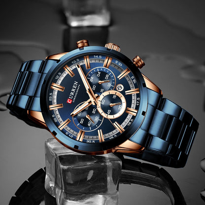 Men's Watch Luxury Sports Quartz Mens Watches Full Steel Waterproof Chronograph Wristwatch The Clothing Company Sydney