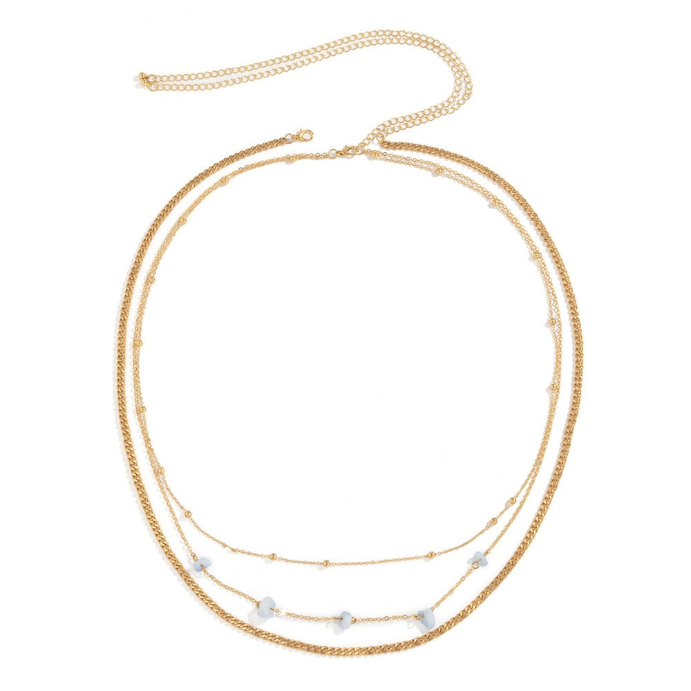 Cosysail 2Pcs/Set Simple Bead Waist Chain Punk Natural stone Thick Chain Belly Chain Beach Summer Holiday Gift The Clothing Company Sydney
