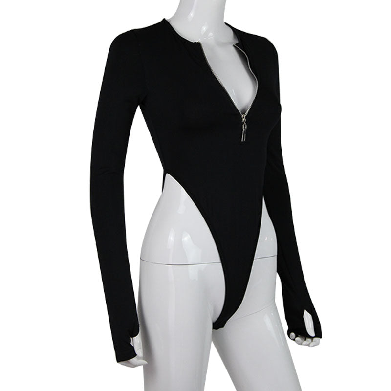 Spring Summer Jumpsuits Fashion Solid Zipper Long Sleeve Sheath Skinny Rompers Bodysuits The Clothing Company Sydney