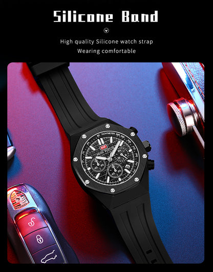 MINI FOCUS Polygon Design Alloy Quartz Wristwatch Luxury Brand Watch Men's High Quality Silicone Chronograph Sports Watch Clothing Company Sydney