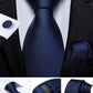 Classic 100% Silk Men's Ties 8cm Blue Plaid Dot Striped Business Necktie Handkerchief Wedding Party Tie Set The Clothing Company Sydney