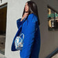 Women's Winter Blue Oversize Puffer Casual Fashion Warm Cotton Button Down Quilted Coat  Loose Jacket The Clothing Company Sydney