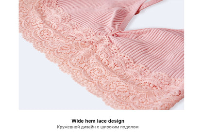 Homewear Seamless Ribbed Thin Bra  Wire Free Ladies Lace Bralette Backless Cotton underwear Lace Lingerie The Clothing Company Sydney