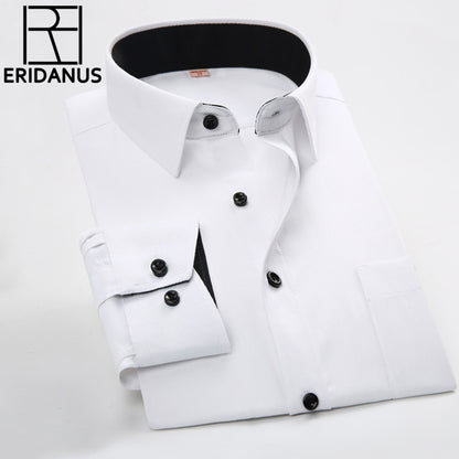 Long Sleeve Slim Men Dress Shirt Autumn New Fashion Designer Solid Male Clothing Fit Business Shirts The Clothing Company Sydney