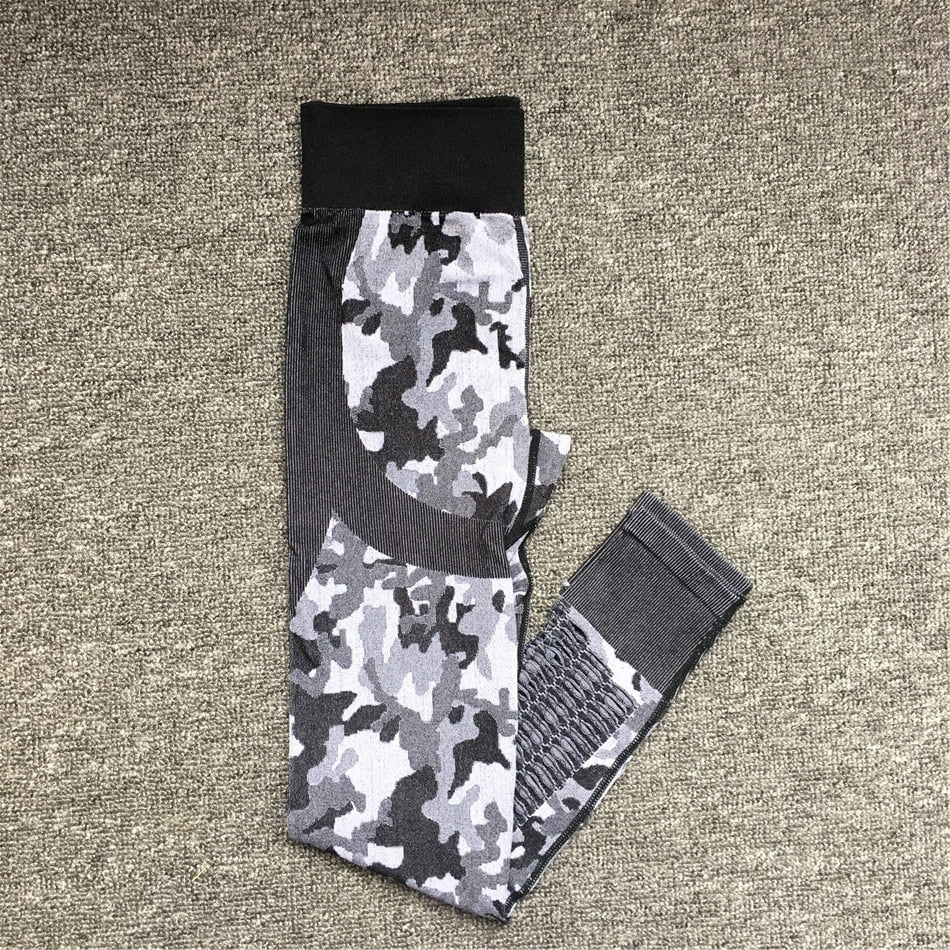 2PCS Camouflage Set Women Yoga Suit Sport Set Gym Workout Clothes Long Sleeve Fitness Crop Top High Waist Seamless Camo Leggings The Clothing Company Sydney