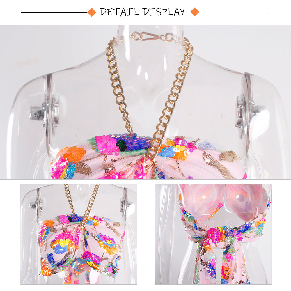 Sequin Backless Slip Mini Chain Straps Short Tulle Cocktail Summer Party Night Lush Prom Dress The Clothing Company Sydney