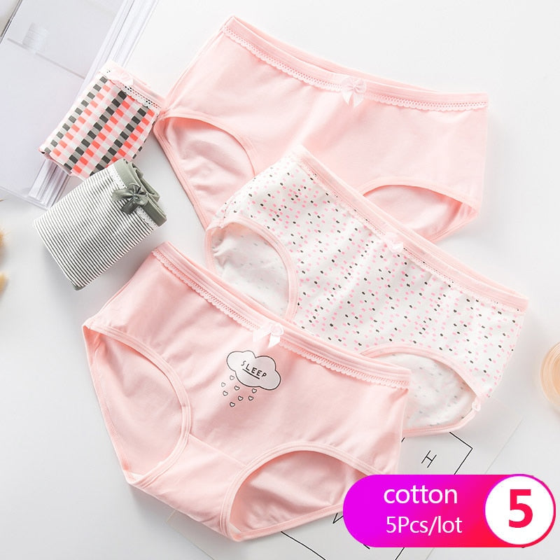 7Pcs/5Pcs Women Panties Comfort Cotton Mix Breathable Underwear Seamless Ladies Low Waist Lingeries Cute Girls Briefs The Clothing Company Sydney