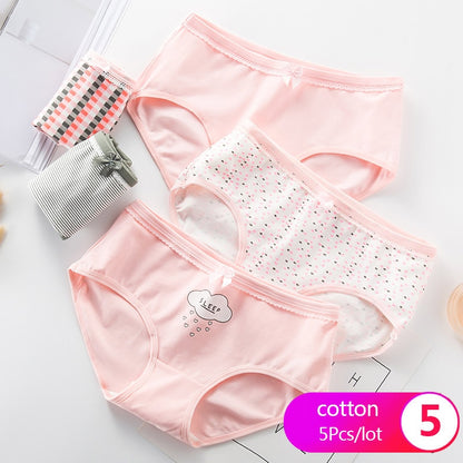 7Pcs/5Pcs Women Panties Comfort Cotton Mix Breathable Underwear Seamless Ladies Low Waist Lingeries Cute Girls Briefs The Clothing Company Sydney