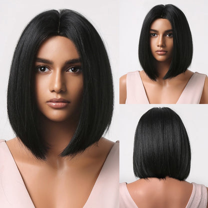 Short Straight Synthetic Wigs for Women Blonde to Brown Ombre Bob Wigs with Bangs Daily Cosplay Party Heat Resistant Wigs The Clothing Company Sydney