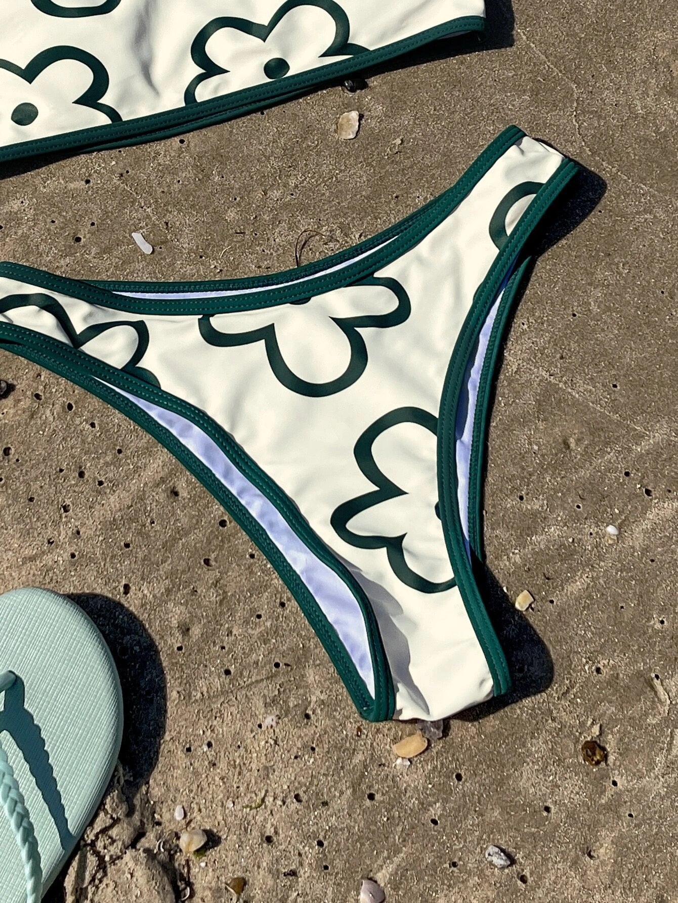 Floral Print Contrast Binding Bandeau Bikini Swimsuit Two Piece Swimwear Bikini Set Summer Beach Bathing Suit The Clothing Company Sydney