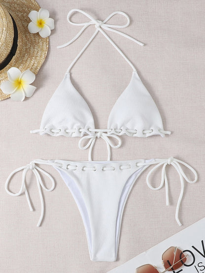 Ribbed Bikini Swimsuit Swimwear Bandage Halter Bikini Set Push Up Bathing Suit Swimming Suit The Clothing Company Sydney