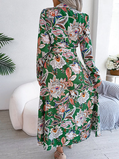 Spring Summer Retro Floral Collar Long Sleeve Tie Up Shirt Dress For Ladies Fashion All Match Print Dresses The Clothing Company Sydney