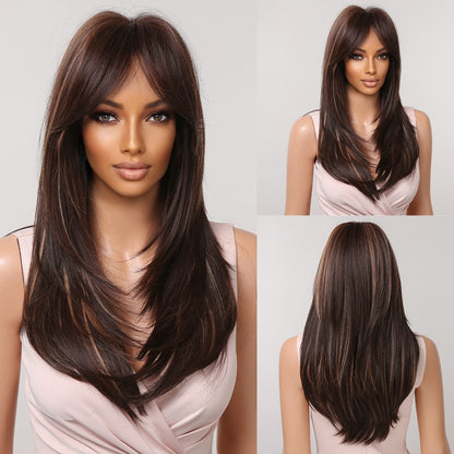 Long Straight Blonde Layered Synthetic Wigs Brown Balayage Ombre Wigs With Bang Cosplay Costume Heat Resistant Wigs The Clothing Company Sydney