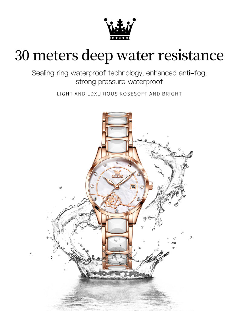 OLEVS Luxury Quartz Japan Movement 30M Water resistant Ceramics Ladies Watch Clothing Company Sydney