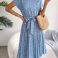 Floral Pleated A Line Long Dress Spring Summer Short Sleeve High Waist Chic Dress The Clothing Company Sydney