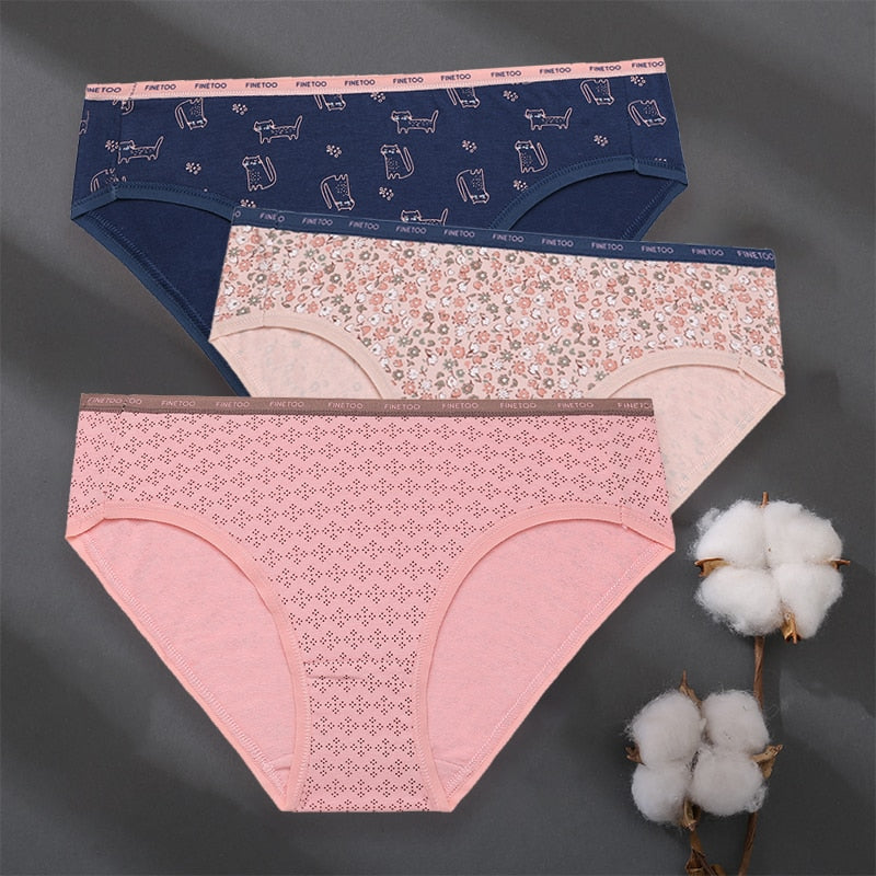3 pack Set Women Panties Cotton Underwear Patchwork Cute Design Lingerie Underpants Pantys Sexy Briefs Intimates for Girls The Clothing Company Sydney