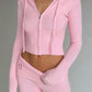 Women's Spring Outfits Casual Zipper Sweater Hoodie Set High Waist Flare Pants Suits Pink Knitted Y2k Two Piece Set The Clothing Company Sydney