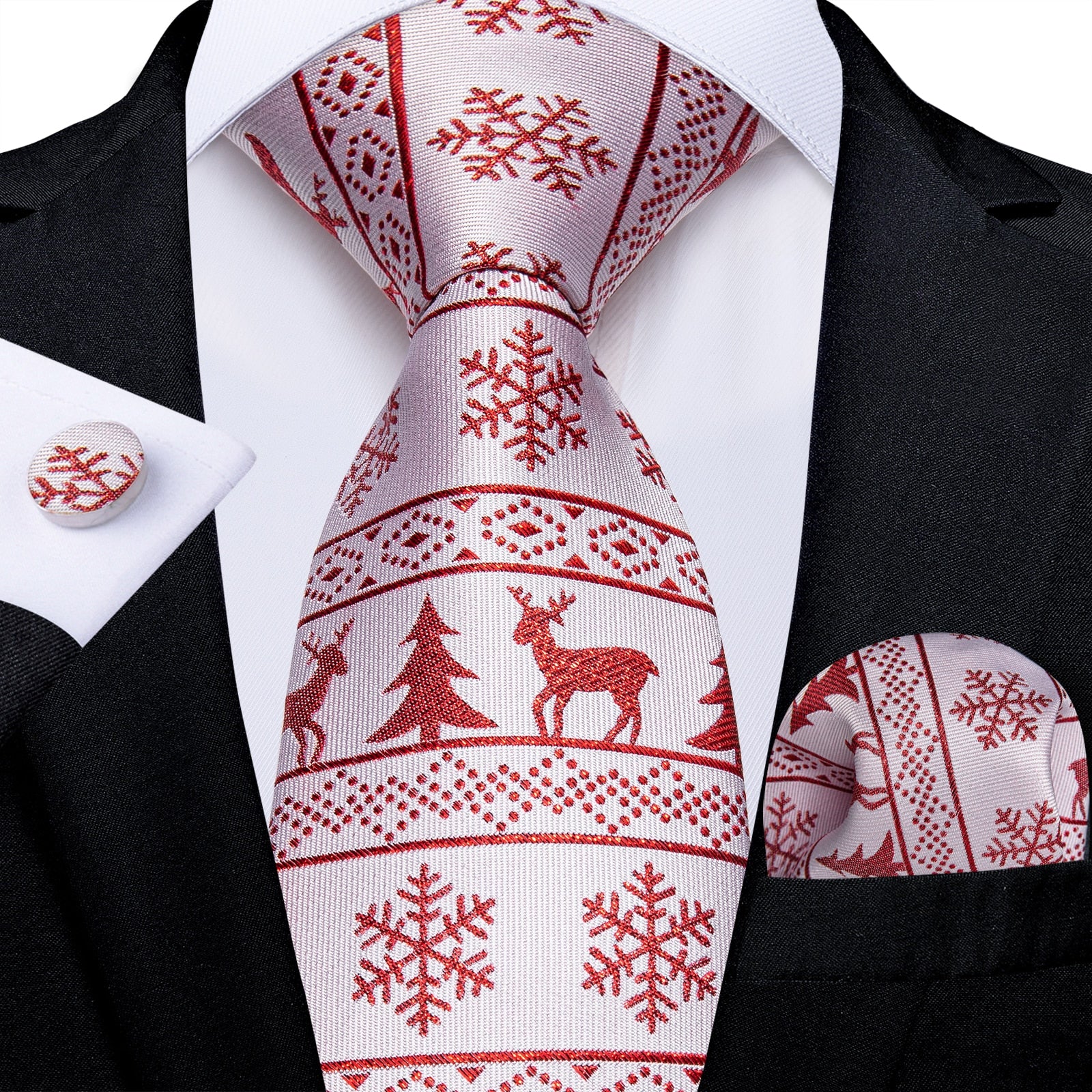 Designer Wedding Men's Tie Red  Solid Striped Paisley Neckties For Men Business Hanky Cufflinks Tie Set The Clothing Company Sydney