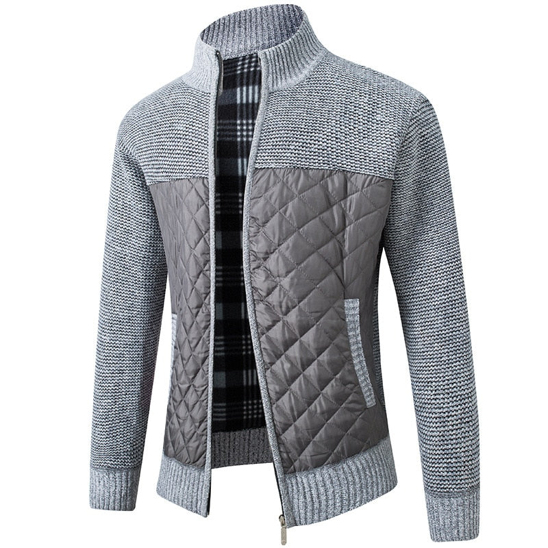 Autumn Winter Men's Jacket Slim Fit Stand Collar Zipper Solid Thick Warm Jacket Cardigan Sweater The Clothing Company Sydney