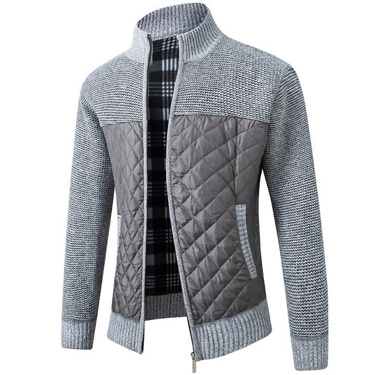 Autumn Winter Men's Jacket Slim Fit Stand Collar Zipper Solid Thick Warm Jacket Cardigan Sweater The Clothing Company Sydney