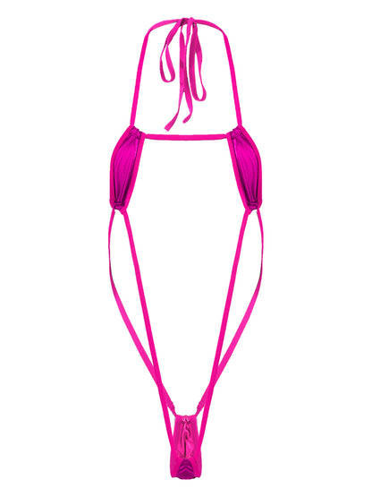 Adults Metallic Shiny Micro Monokini One-piece Bathing Suit Halter Lace-up Bodysuit Swimwear Backless Swimsuit The Clothing Company Sydney