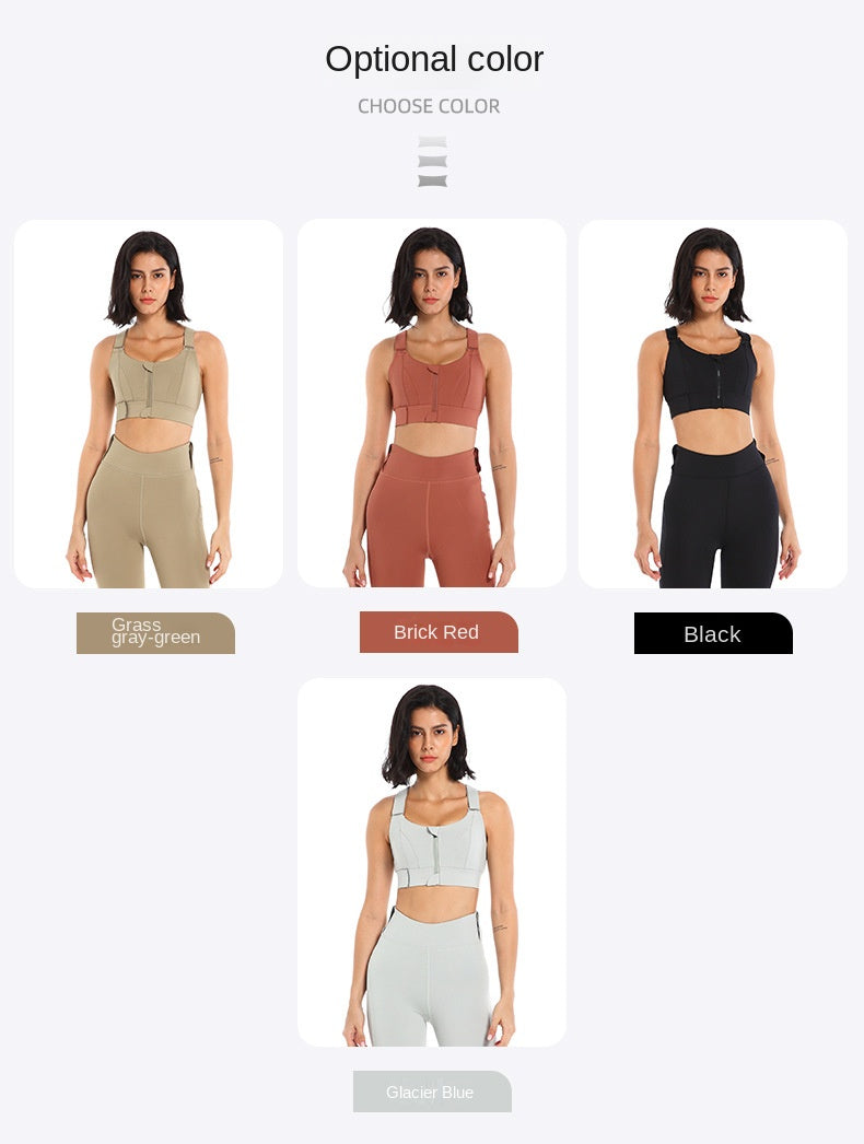 Front Zipper Sports Bra Gym Plus Size 5XL Velcro Adjustable Fitness Yoga Shockproof High Support All-in-one Bras Top The Clothing Company Sydney