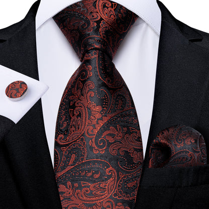 Designer Wedding Men's Tie Red  Solid Striped Paisley Neckties For Men Business Hanky Cufflinks Tie Set The Clothing Company Sydney