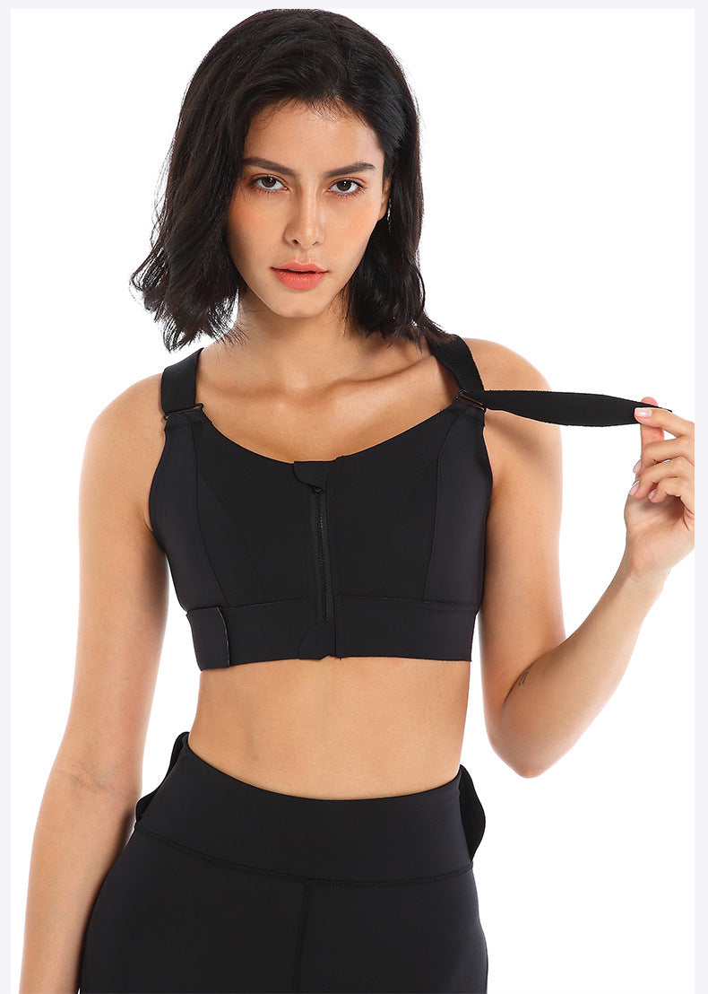 Front Zipper Sports Bra Gym Plus Size 5XL Velcro Adjustable Fitness Yoga Shockproof High Support All-in-one Bras Top The Clothing Company Sydney