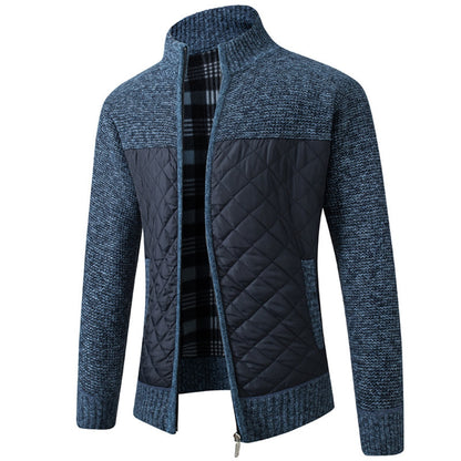 Autumn Winter Men's Jacket Slim Fit Stand Collar Zipper Solid Thick Warm Jacket Cardigan Sweater The Clothing Company Sydney