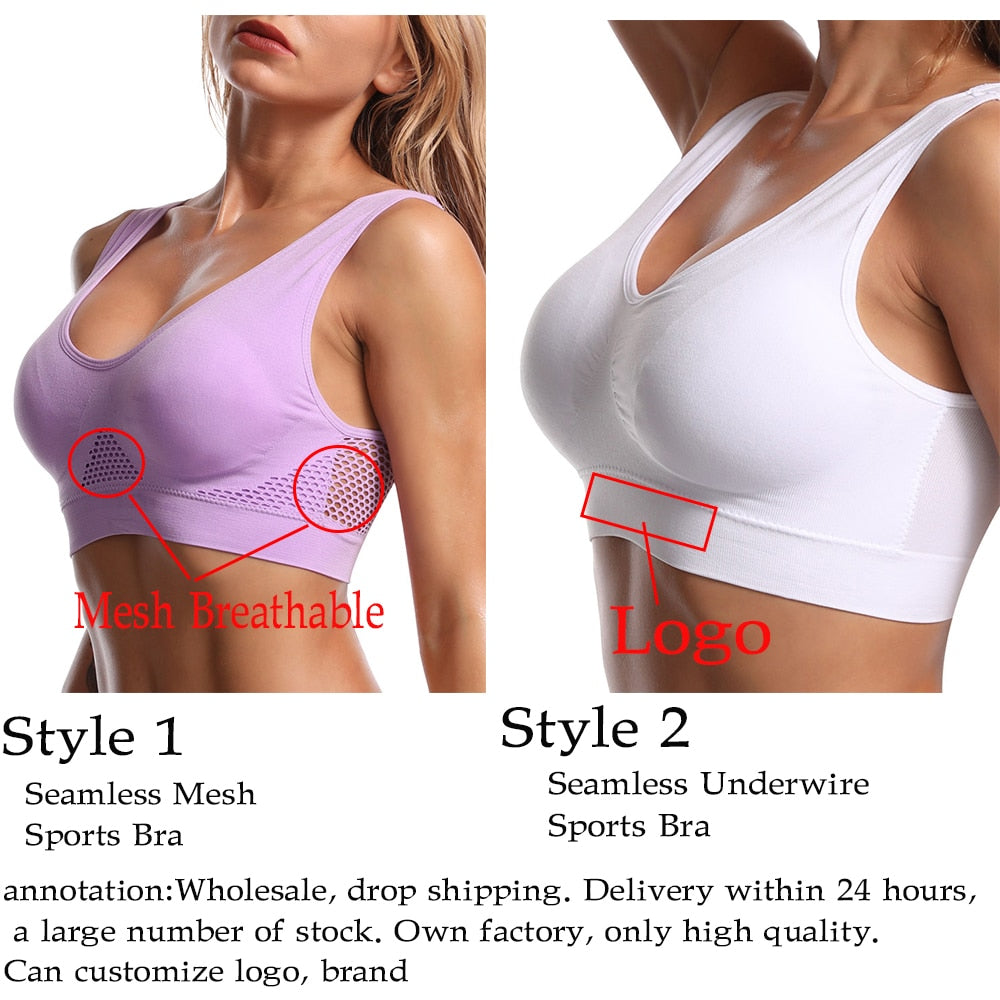 Women's Unwired Bras Wireless S-6XL Plus Size Backless Push Up Seamless Mesh Top Bra Non Bones Frame Sports Bras The Clothing Company Sydney