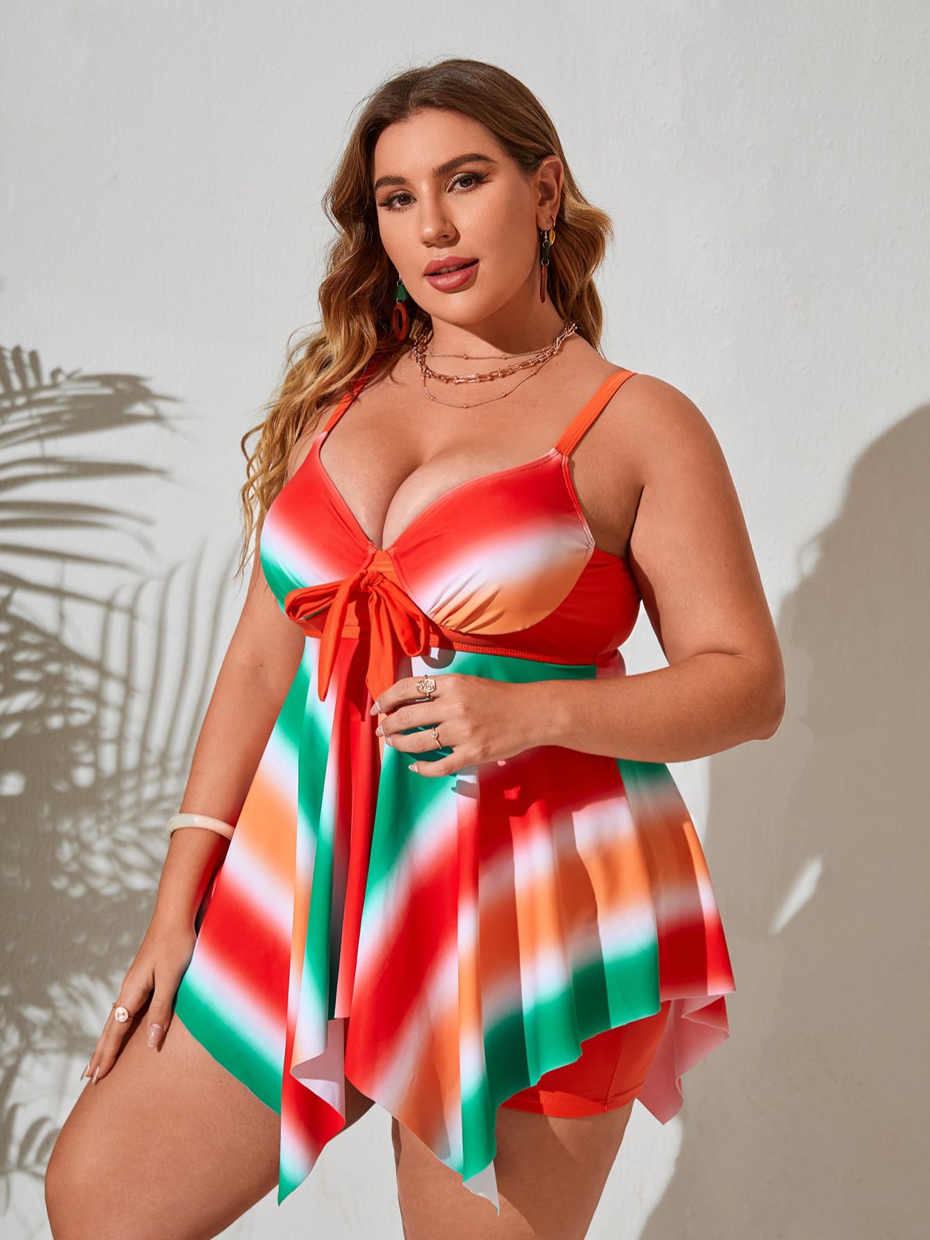 2 Piece Rainbow Printed Plus Size Swimwear Women High Waist Swimsuit The Clothing Company Sydney