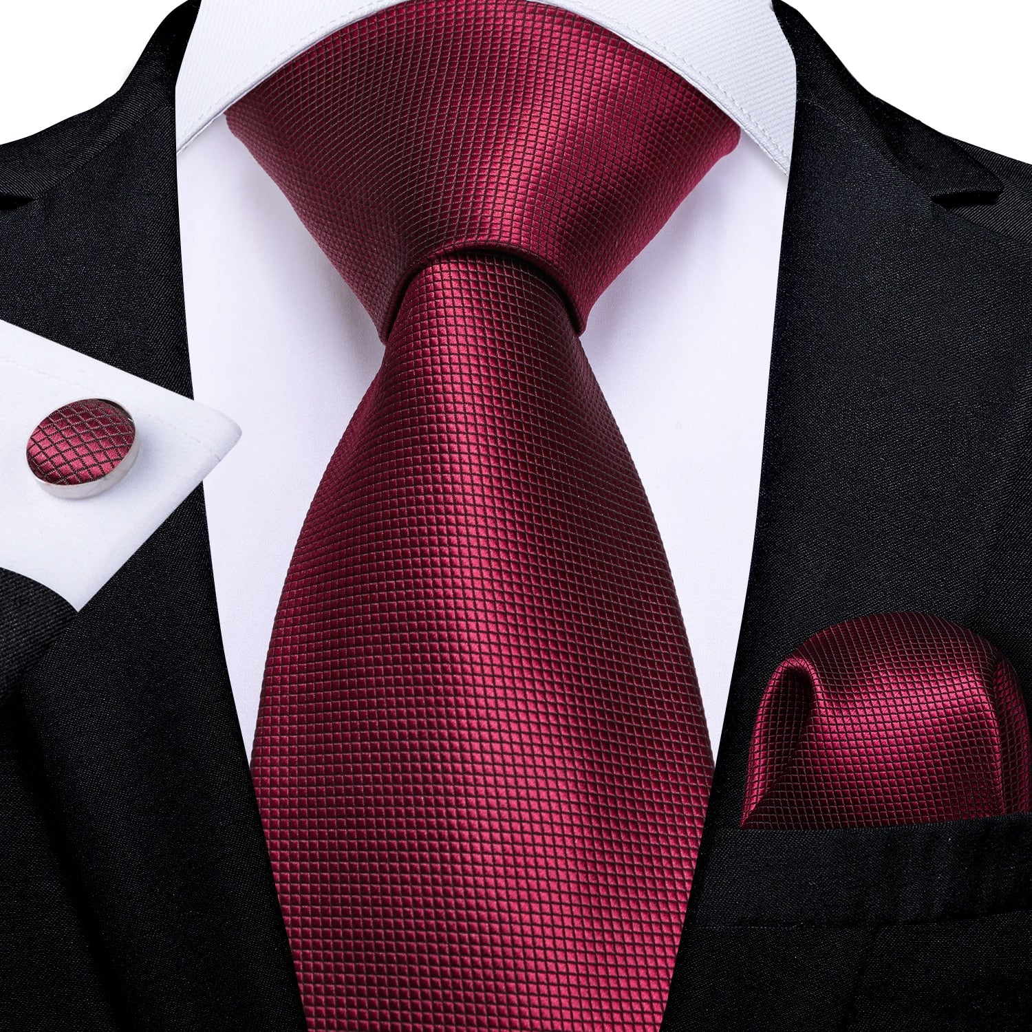 Designer Wedding Men's Tie Red  Solid Striped Paisley Neckties For Men Business Hanky Cufflinks Tie Set The Clothing Company Sydney