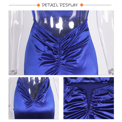 Backless Satin Evening Gown Strappy Deep V Neck Floor Length Prom Padded Stretch Formal Cocktail Wedding Party Dresses The Clothing Company Sydney