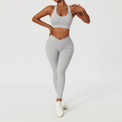 2 Piece Women's Yoga Set Workout Shirts Sport Pants Bra Gym Suits Fitness Shorts Crop Top High Waist Running Leggings Sports Sets The Clothing Company Sydney