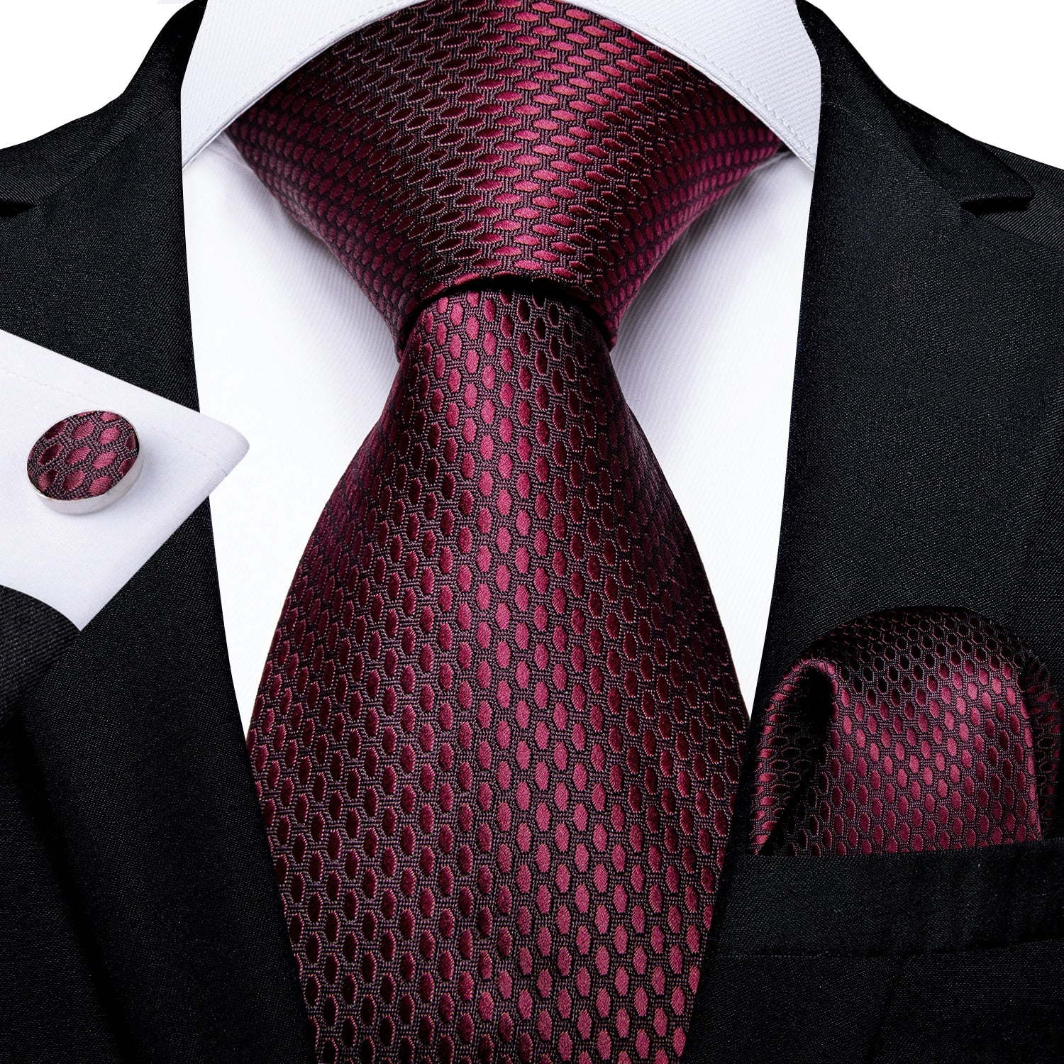 Designer Wedding Men's Tie Red  Solid Striped Paisley Neckties For Men Business Hanky Cufflinks Tie Set The Clothing Company Sydney