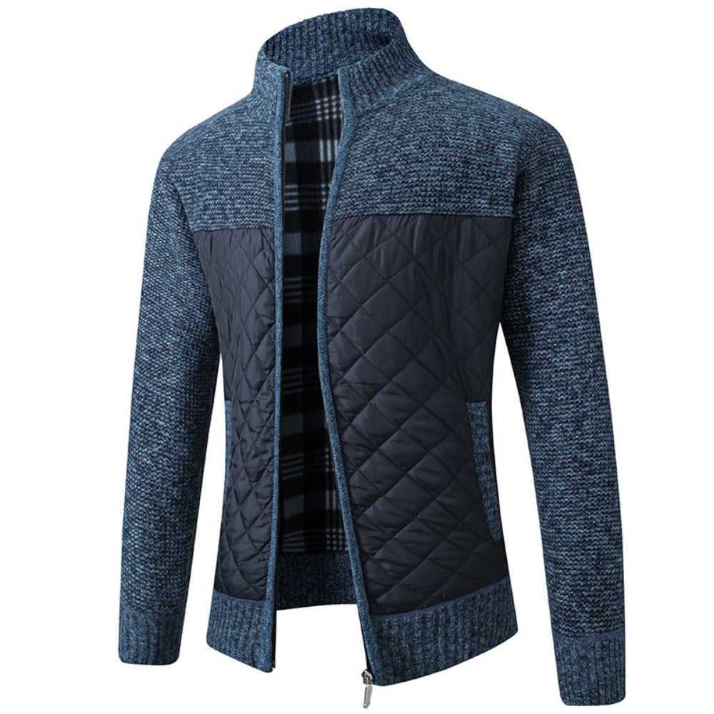 Autumn Winter Men's Jacket Slim Fit Stand Collar Zipper Solid Thick Warm Jacket Cardigan Sweater The Clothing Company Sydney