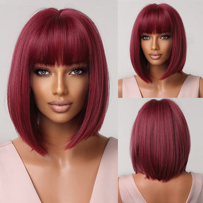 Short Straight Synthetic Wigs for Women Blonde to Brown Ombre Bob Wigs with Bangs Daily Cosplay Party Heat Resistant Wigs The Clothing Company Sydney