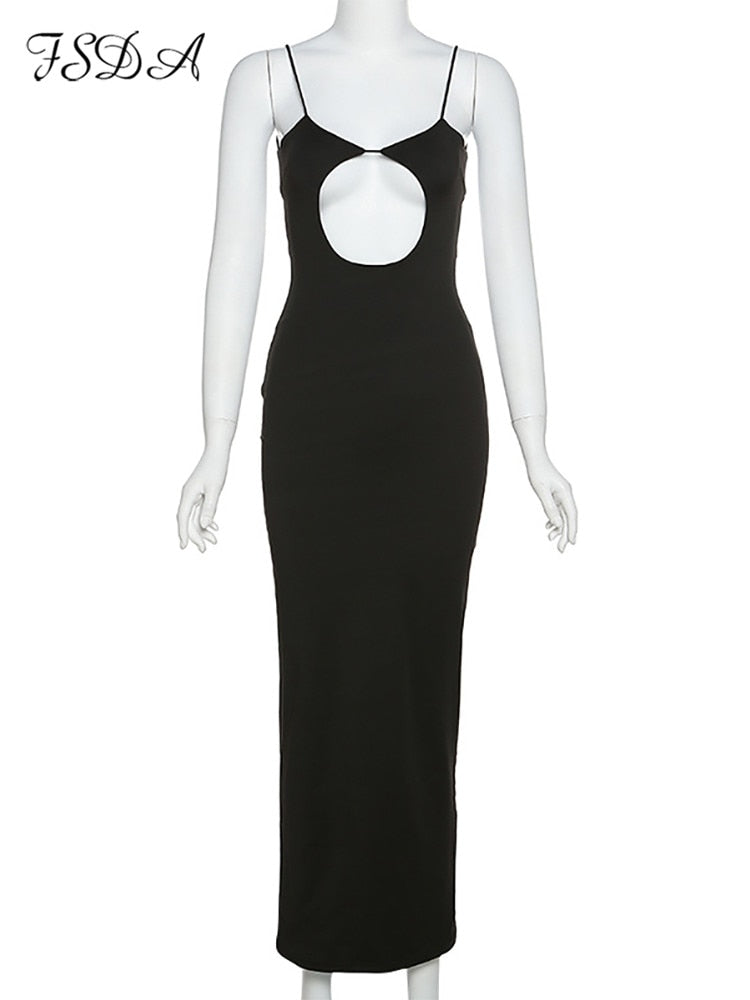 Hollow Out Backless Midi Sleeveless Summer Y2K White Beach Dresses Bodycon Party Club Spaghetti Strap Dress The Clothing Company Sydney