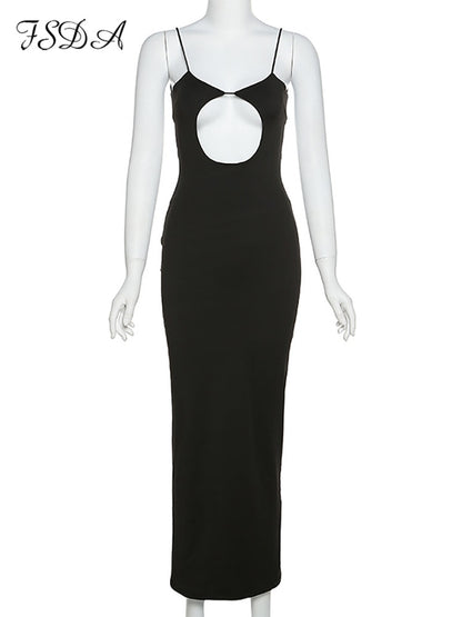 Hollow Out Backless Midi Sleeveless Summer Y2K White Beach Dresses Bodycon Party Club Spaghetti Strap Dress The Clothing Company Sydney