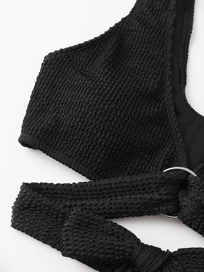 Metal Ring Textured Bikini Swimsuit Swimwear Push Up Bikini Set Bather Bathing Suit Beach Wear Bandage Bikini Set The Clothing Company Sydney