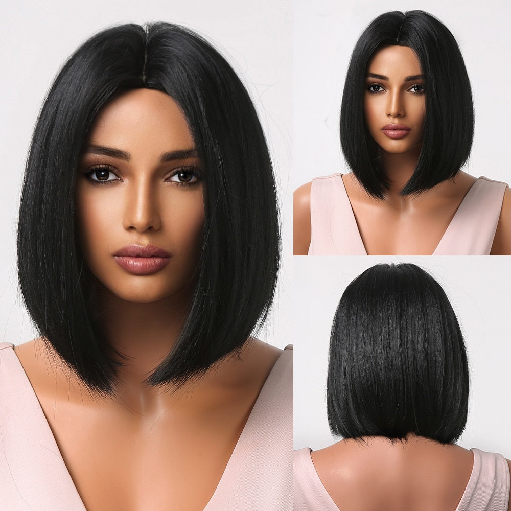 Short Straight Synthetic Wigs for Women Blonde to Brown Ombre Bob Wigs with Bangs Daily Cosplay Party Heat Resistant Wigs The Clothing Company Sydney