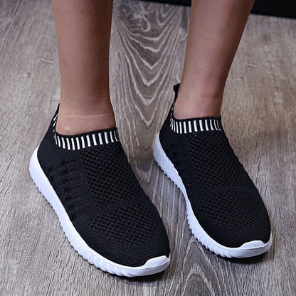 Breathable Mesh Sneakers Summer Slip on Soft Bottom Running Shoes Woman Plus Size Elastic Knit Casual Flats The Clothing Company Sydney