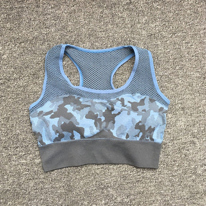 2PCS Camouflage Set Women Yoga Suit Sport Set Gym Workout Clothes Long Sleeve Fitness Crop Top High Waist Seamless Camo Leggings The Clothing Company Sydney